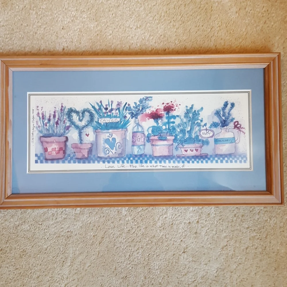 Love Life Watercolor Wood Framed Botanical Wall Art